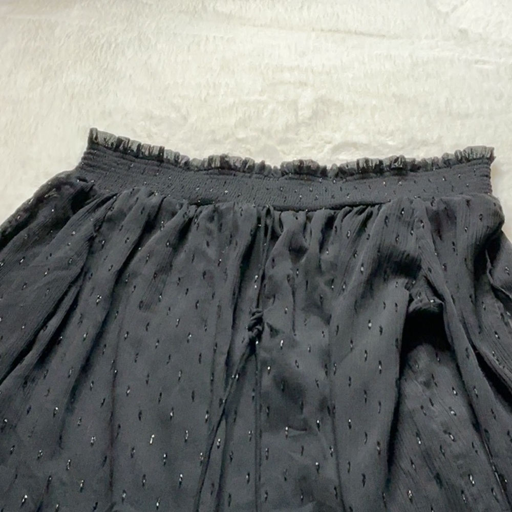 Zara Black Swiss Dot Off-the-Shoulder Blouse with Tassels - Picture 6 of 11